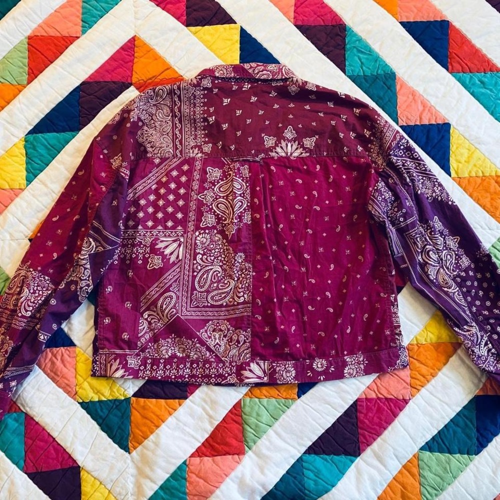 Southwestern bandana print button-up light shirt jacket in Purple - Picture 7 of 8